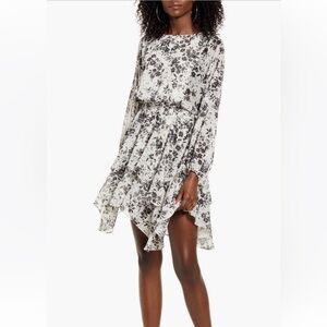Socialite Black and White Asymmetrical Ruffled Dress